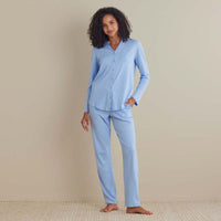 Pima Cotton Women's Button-Down Pajama Set - Periwinkle, XXL,Periwinkle