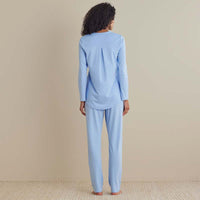 Pima Cotton Women's Button-Down Pajama Set - Periwinkle, XXL,Periwinkle
