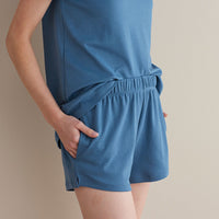 Pima Cotton Women's Shorts Set - Blue Denim, XXL,Blue Denim