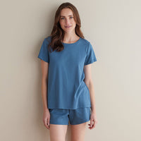 Pima Cotton Women's Shorts Set - Blue Denim, XXL,Blue Denim