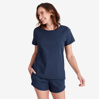 Pima Cotton Women's Shorts Set - Navy, XXL,Navy
