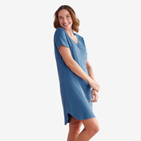 Pima Cotton Nightgown - Blue Denim, XXL,Blue Denim