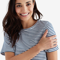Yarn-Dyed Stripe Pima Cotton Women's Shorts Set - Navy/White, XXL,Navy/White