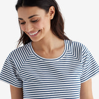 Yarn-Dyed Stripe Pima Cotton Women's Nightgown - Navy/White, XXL,Navy/White