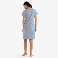 Yarn-Dyed Stripe Pima Cotton Women's Nightgown - Navy/White, XXL,Navy/White