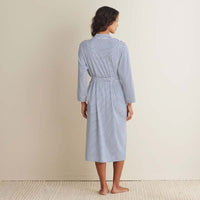 Yarn-Dyed Stripe Pima Cotton Women's Kimono Robe - Navy/White, XS,Navy/White