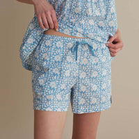 Printed Voile Women's Babydoll Shorts Set - Floral Weave, XL,Floral Weave