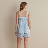Printed Voile Women's Babydoll Shorts Set - Floral Weave, XL,Floral Weave
