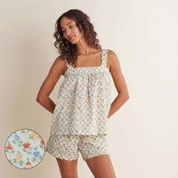Printed Voile Women's Babydoll Shorts Set - Meadow Song, XS,Meadow Song