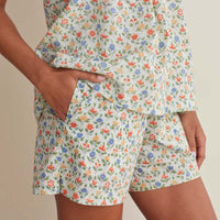Printed Voile Women's Babydoll Shorts Set - Meadow Song, XS,Meadow Song