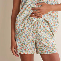 Printed Voile Women's Babydoll Shorts Set - Meadow Song, XS,Meadow Song
