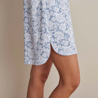 Printed Pima Cotton Women's Nightgown - Blue Garden, XS,Blue Garden