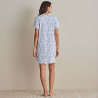 Printed Pima Cotton Women's Nightgown - Blue Garden, XS,Blue Garden