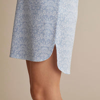 Printed Pima Cotton Women's Nightgown - Damask Blue, XXL,Damask Blue
