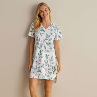 Printed Pima Cotton Women's Nightgown - Quiet Garden, XXL,Quiet Garden