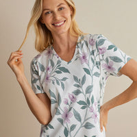 Printed Pima Cotton Women's Nightgown - Quiet Garden, XXL,Quiet Garden