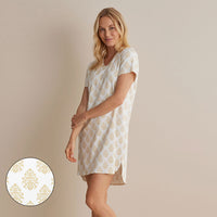 Printed Pima Cotton Women's Nightgown - Butti Bouquet, XXL,Butti Bouquet