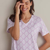 Printed Pima Cotton Women's Nightgown - Lisbon Mauve, S,Lisbon Mauve