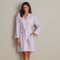 Printed Pima Cotton Women's Kimono Robe - Lisbon Mauve, XXL,Lisbon Mauve