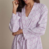Printed Pima Cotton Women's Kimono Robe - Lisbon Mauve, XXL,Lisbon Mauve