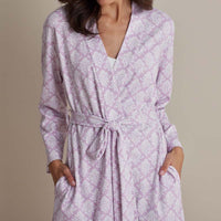 Printed Pima Cotton Women's Kimono Robe - Lisbon Mauve, XXL,Lisbon Mauve