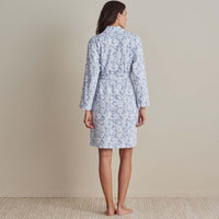 Printed Pima Cotton Women's Kimono Robe - Blue Garden, XXL,Blue Garden