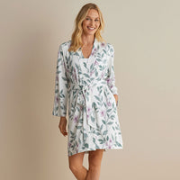 Printed Pima Cotton Women's Kimono Robe - Quiet Garden, XXL,Quiet Garden