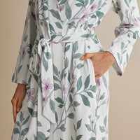 Printed Pima Cotton Women's Kimono Robe - Quiet Garden, XXL,Quiet Garden