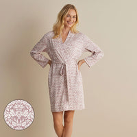 Printed Pima Cotton Women's Kimono Robe - Damask Taupe, XXL,Damask Taupe