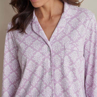 Printed Pima Cotton Women's Button-Down Pajama Set - Lisbon Mauve, XXL,Lisbon Mauve