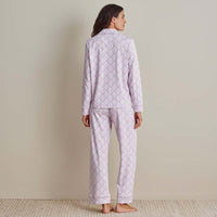 Printed Pima Cotton Women's Button-Down Pajama Set - Lisbon Mauve, XXL,Lisbon Mauve