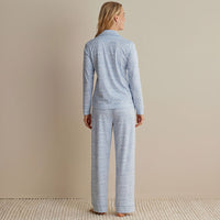 Printed Pima Cotton Women's Button-Down Pajama Set - Damask Blue, XXL,Damask Blue