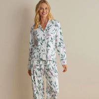 Printed Pima Cotton Women's Button-Down Pajama Set - Quiet Garden, XXL,Quiet Garden