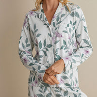 Printed Pima Cotton Women's Button-Down Pajama Set - Quiet Garden, XXL,Quiet Garden
