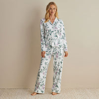 Printed Pima Cotton Women's Button-Down Pajama Set - Quiet Garden, XXL,Quiet Garden