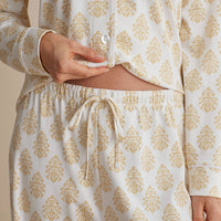 Printed Pima Cotton Women's Button-Down Pajama Set - Butti Bouquet, XXL,Butti Bouquet