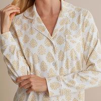 Printed Pima Cotton Women's Button-Down Pajama Set - Butti Bouquet, XXL,Butti Bouquet