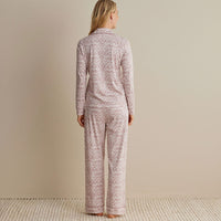 Printed Pima Cotton Women's Button-Down Pajama Set - Damask Taupe, XXL,Damask Taupe