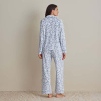 Printed Pima Cotton Women's Button-Down Pajama Set - Blue Garden, S,Blue Garden