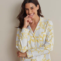 Printed Pima Cotton Women's Button-Down Pajama Set - Avignon, XS,Avignon