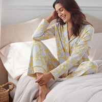 Printed Pima Cotton Women's Button-Down Pajama Set - Avignon, XS,Avignon