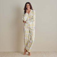 Printed Pima Cotton Women's Button-Down Pajama Set - Avignon, XS,Avignon