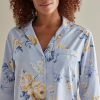 Printed Poplin Women's Nightshirt - Blue Floral, XS,Blue Floral