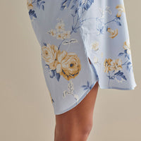 Printed Poplin Women's Nightshirt - Blue Floral, XS,Blue Floral