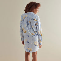 Printed Poplin Women's Nightshirt - Blue Floral, XS,Blue Floral
