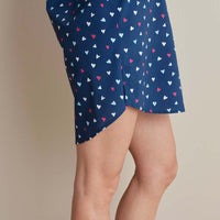 Printed Poplin Women's Nightshirt - Navy Hearts, XS,Navy Hearts