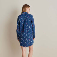 Printed Poplin Women's Nightshirt - Navy Hearts, XS,Navy Hearts