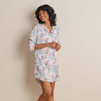 Printed Poplin Women's Nightshirt - Floral Garden, XS,Floral Garden Multi