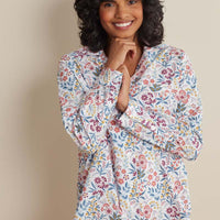 Printed Poplin Women's Nightshirt - Floral Garden, XS,Floral Garden Multi
