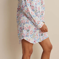 Printed Poplin Women's Nightshirt - Floral Garden, XS,Floral Garden Multi
